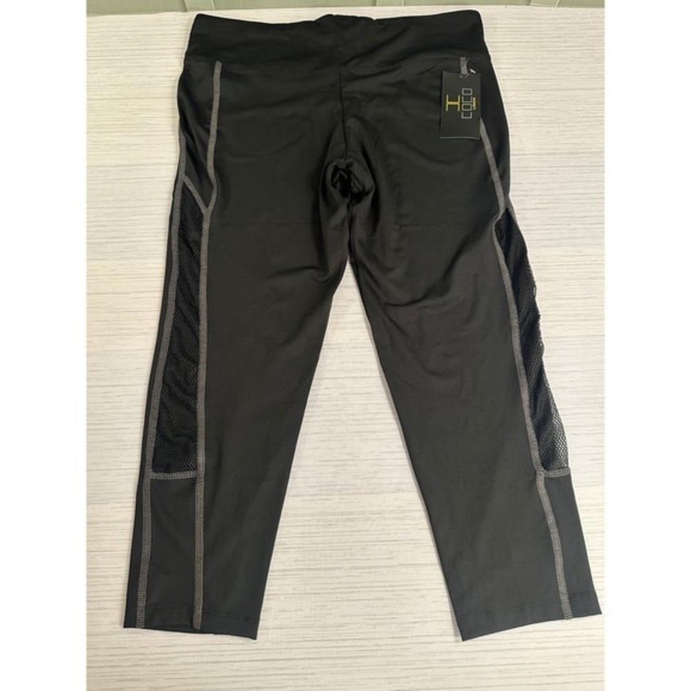 Coco Limon Womens Large Black Mesh Panel Capri Leggings Activewear L-791/C NWT